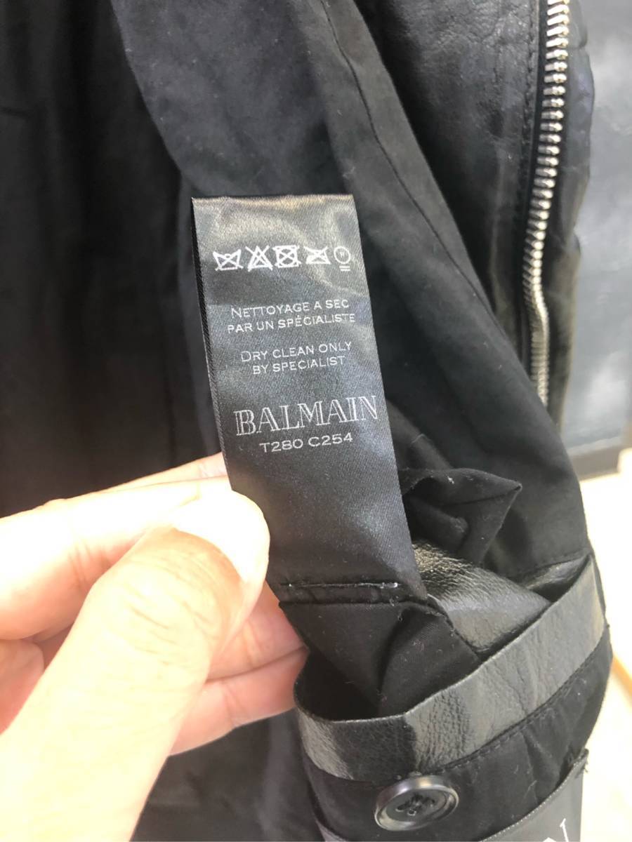  Balmain Homme Rider's кожаный жакет T280C254 размер 44 Balmain Quilted Leather Jacket FW14