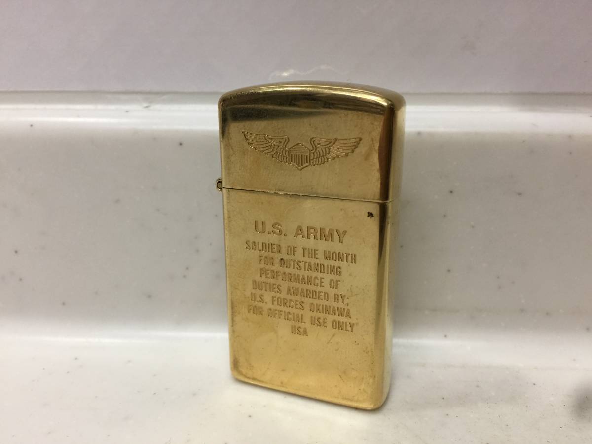 エントリー最大P14倍以上 Zippo ジッポー スリム ゴールド U.S.ARMY