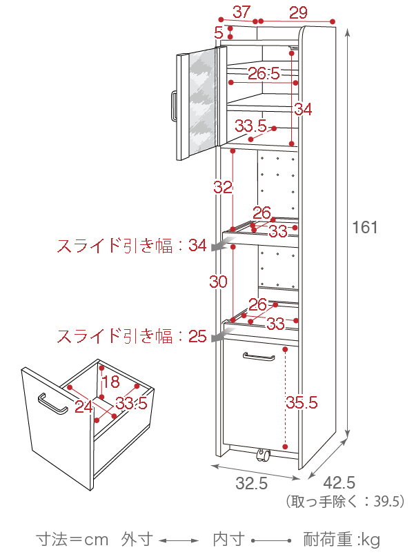 キッチン ミニ食器棚 家電収納ラック cuisine ホワイト W160_画像9