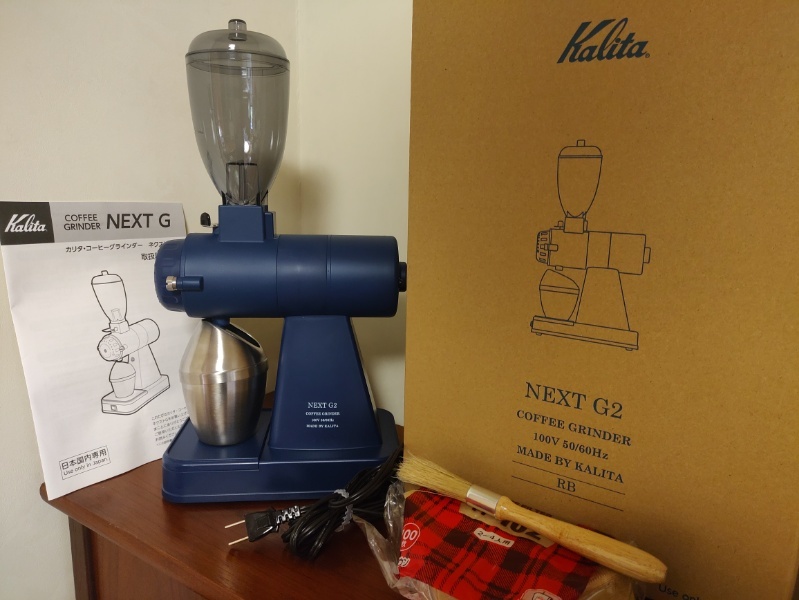  almost new goods Kalita Carita coffee grinder NEXT G2 KCG-17(RB) royal blue extra attaching 