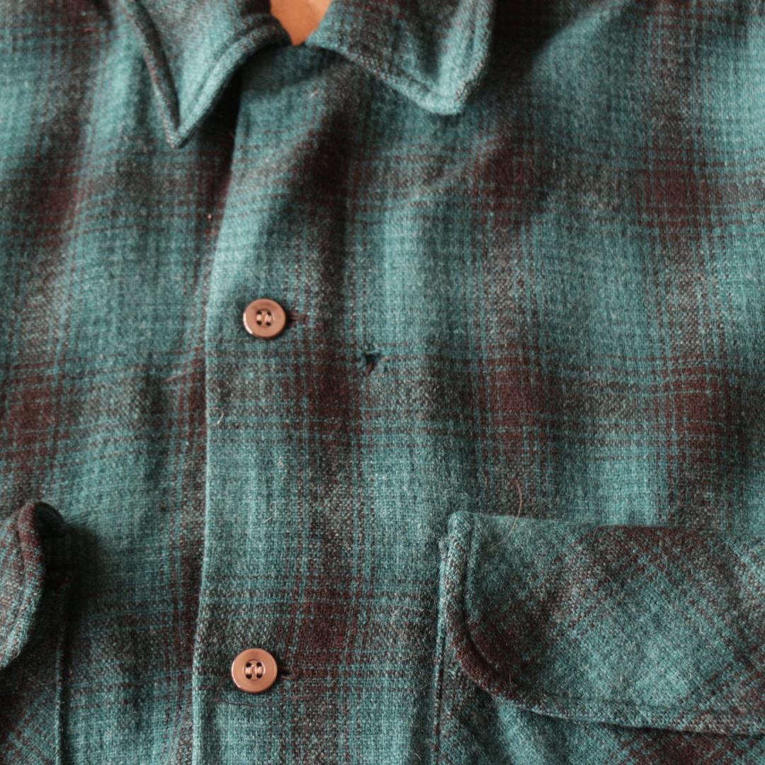 60's PILGRIM ピルグリム オンブレ チェックシャツ 緑 ネルシャツ