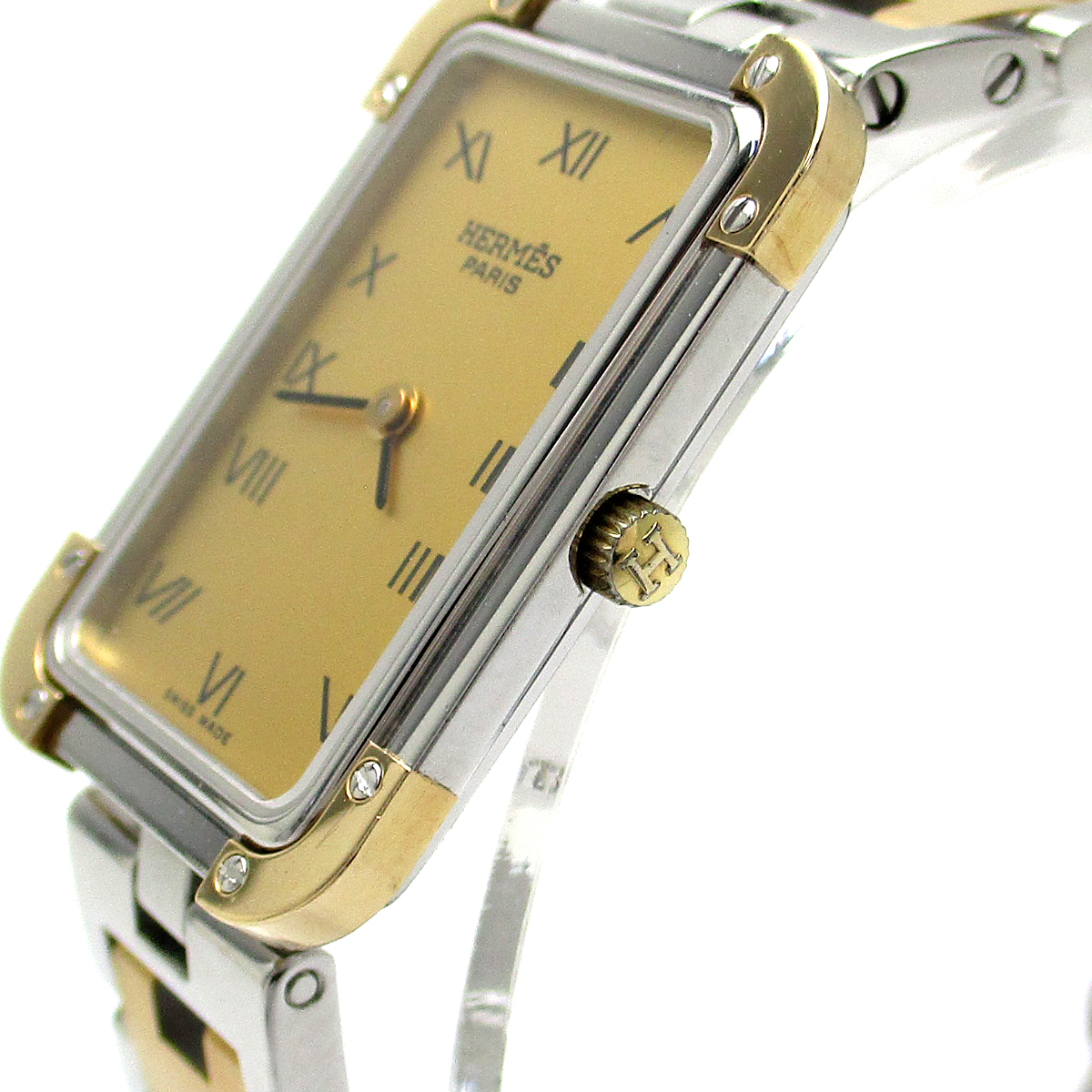 エルメス 時計 クロアジュール レディース コンビ ゴールド文字盤 CR1.220 HERMES 腕時計 クリーニング済