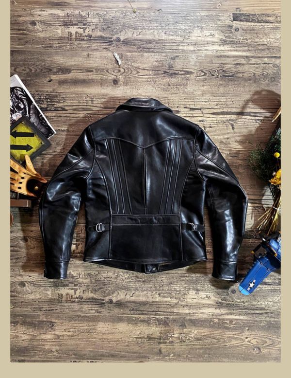 ☆細部まで完璧な仕上がり☆50sヴィンテージ復刻 上質 カウレザーDポケ レザーライダース ジャケット☆革ジャン L~4XL 未使用新品_画像9