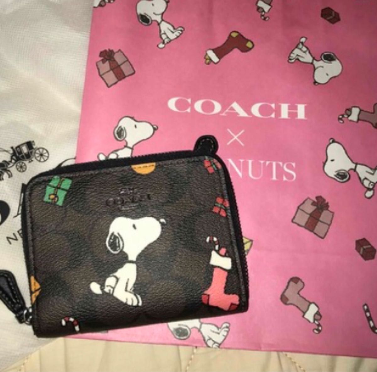 【即日発送】COACH X PEANUTS(ピーナッツ) コラボ　スモール ジップ アラウンド ウォレット スヌーピー 