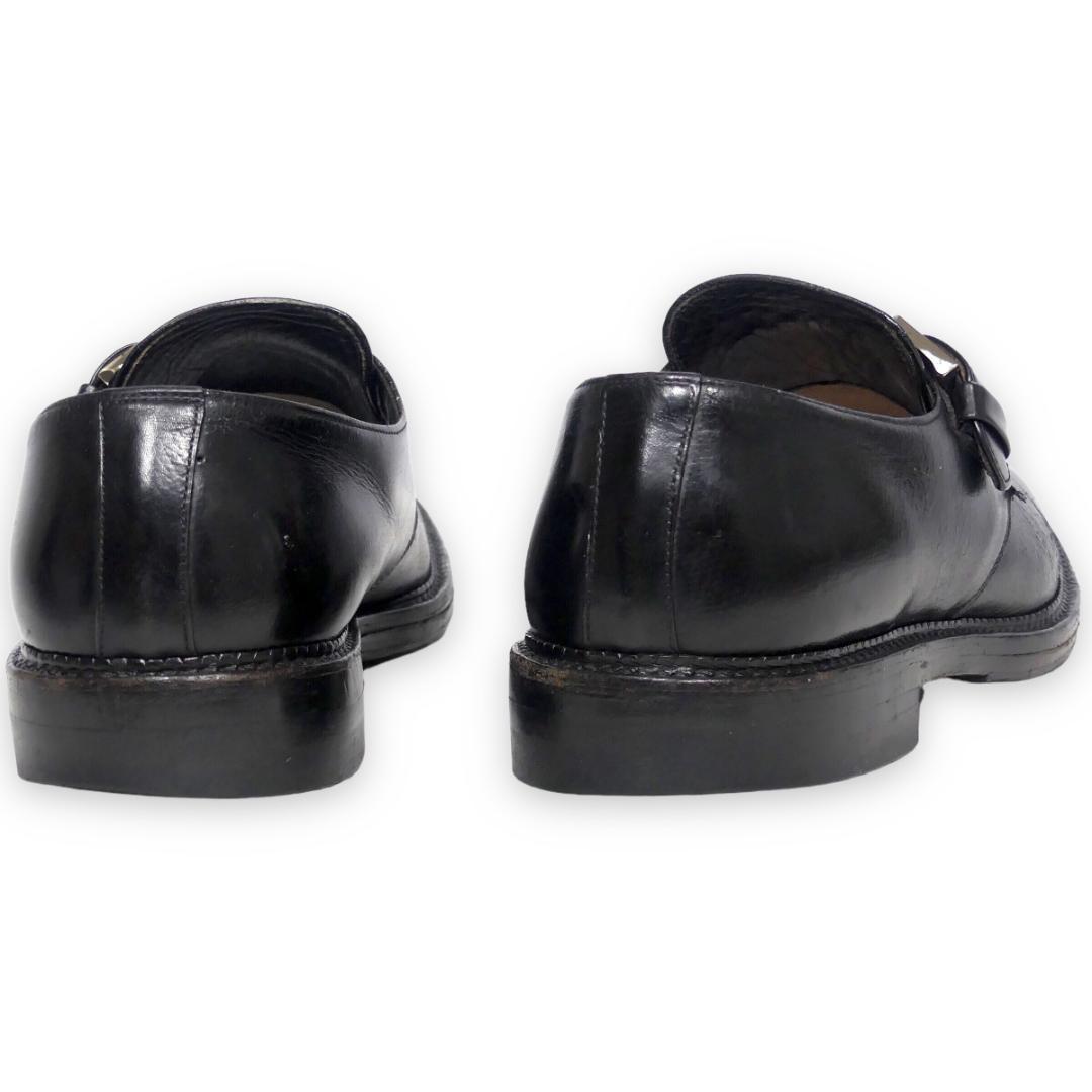即決★REGAL★25.5cm レザービジネスシューズ リーガル メンズ 7.5 黒 モンクストラップシューズ 本革 ベルト 本皮 革靴