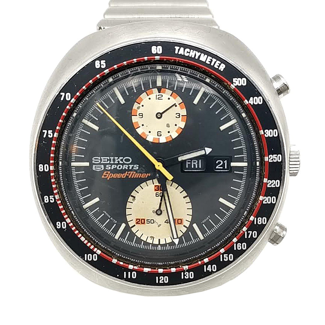 送料無料 セイコー ファイブ スポーツ 腕時計 3針 6138-0011 スピードタイマー UFO 自動巻き 銀系 メンズ