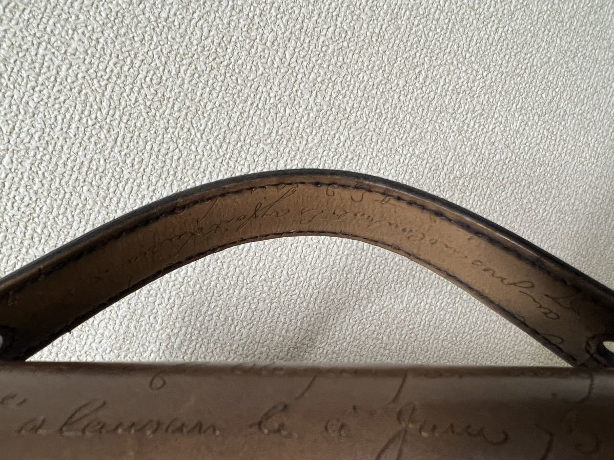定価26.5万円 ベルルッティ イタウバワイド カリグラフィースクリットレザーウォレットバッグ ハンドル付き長財布 クラッチバッグ ブラウン_画像6