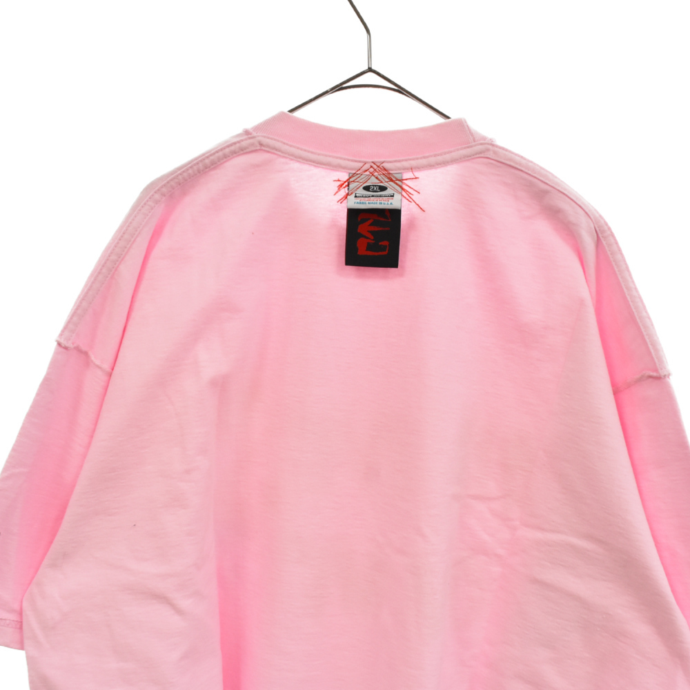 カタリスト×プロクラブ フロントプリントインサイドアウトカットソー オーバーサイズ半袖Tシャツ ピンク_画像4