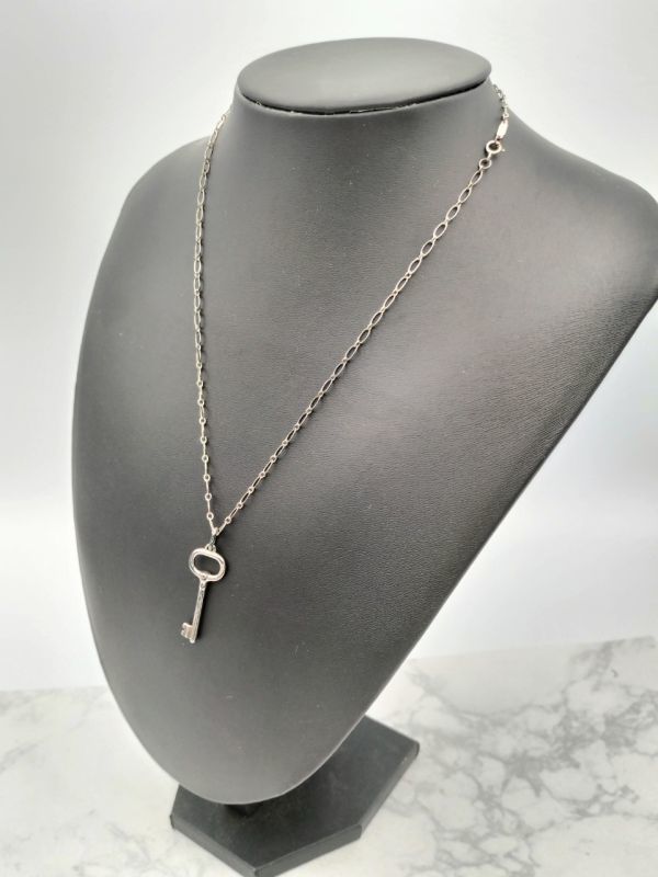 1円~ TIFFANY&CO. ティファニー オーバル キー ネックレス 925 シルバー 4.1g 45㎝ 鍵 ペンダント ディース