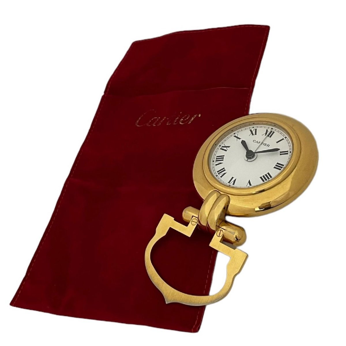 CARTIER カルティエ 置時計 トラベルクロック ゴールドカラー