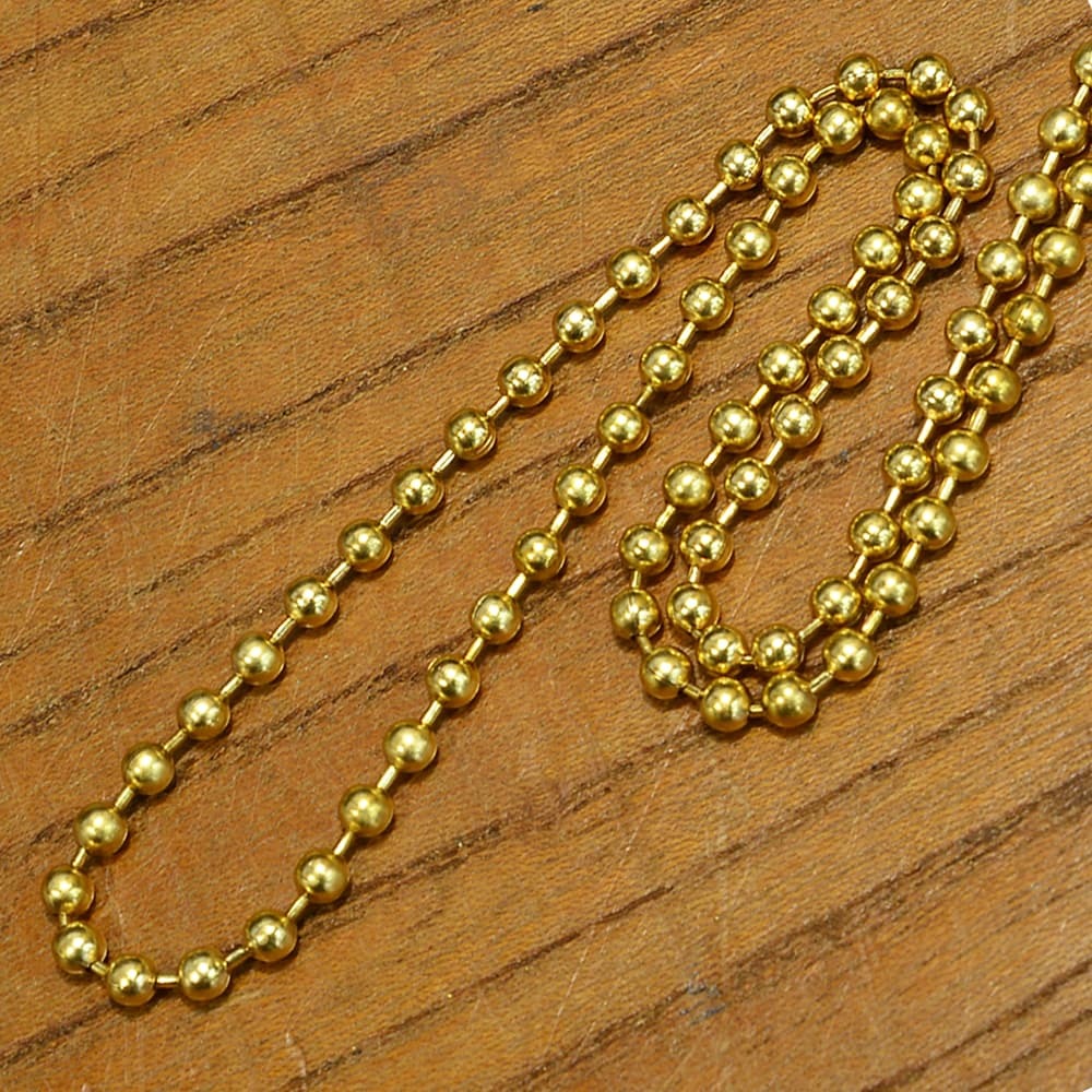 ボールチェーン 真鍮製 ドッグタグ用 クラフトパーツ [ 3mm / 10cm ] 玉鎖 ブラス 黄銅 ネックレス ペンダント_画像1