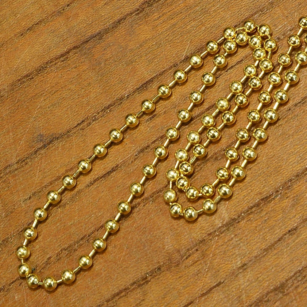 ボールチェーン 真鍮製 ドッグタグ用 クラフトパーツ [ 2.4mm / 10cm ] 玉鎖 ブラス 黄銅 ネックレス_画像1