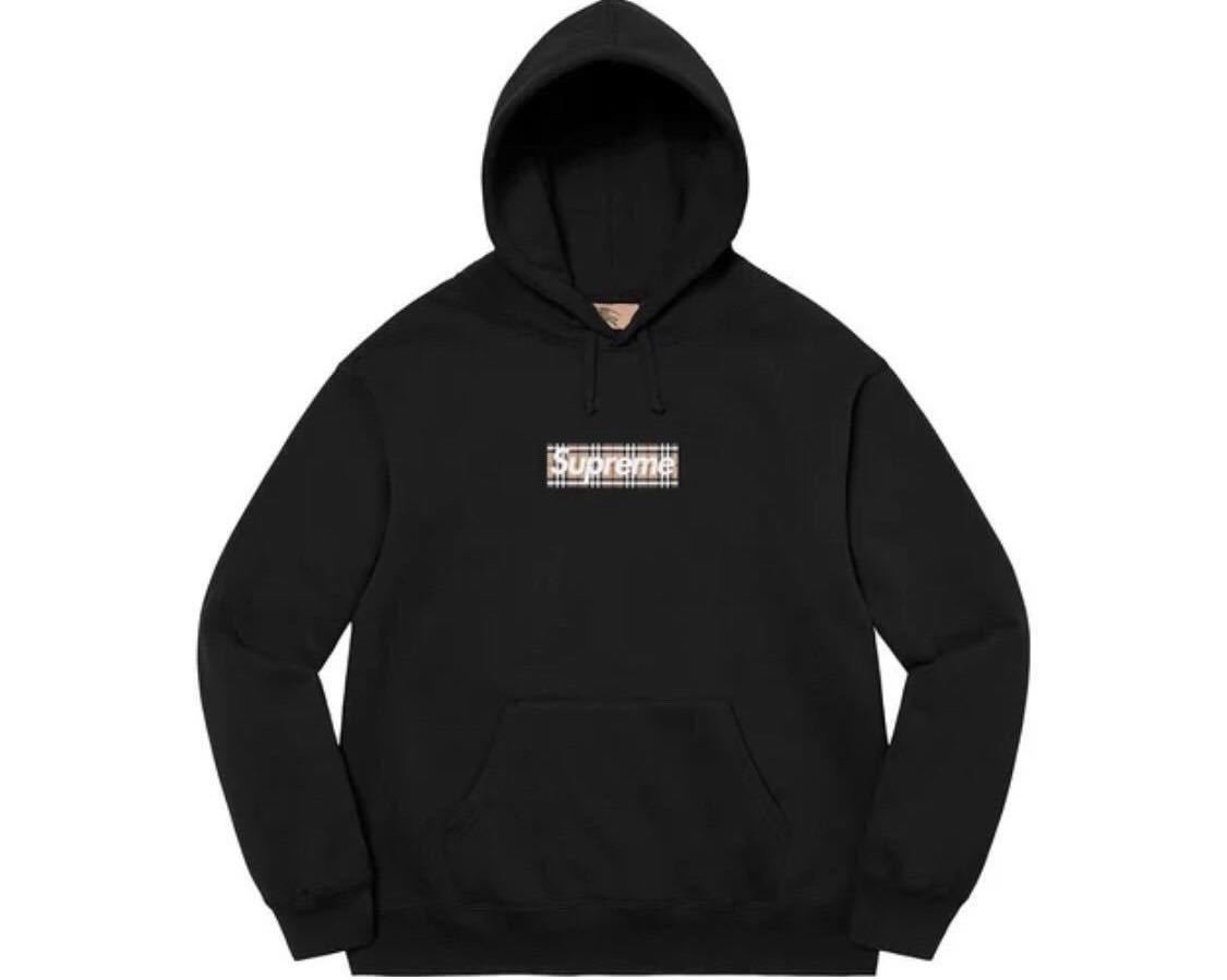 バーゲンで Supreme Burberry Box Logo Hooded Sweatshirt black XL