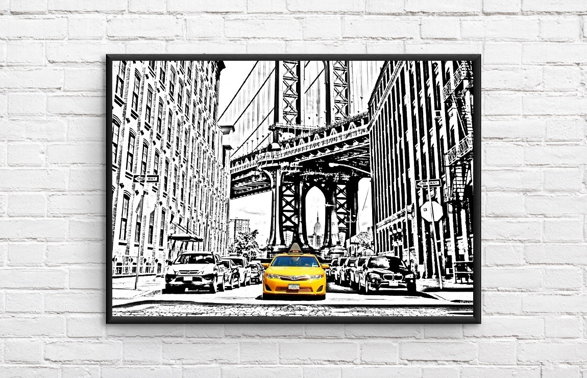 インテリアポスター アメリカン ニューヨーク イエロータクシー アートポスター A3サイズ as11_画像1