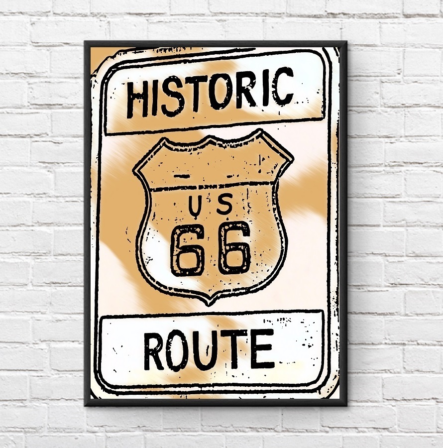 インテリアポスター ヴィンテージ アメリカン ルート 66 ROUTE 66 A3サイズ as6_画像1