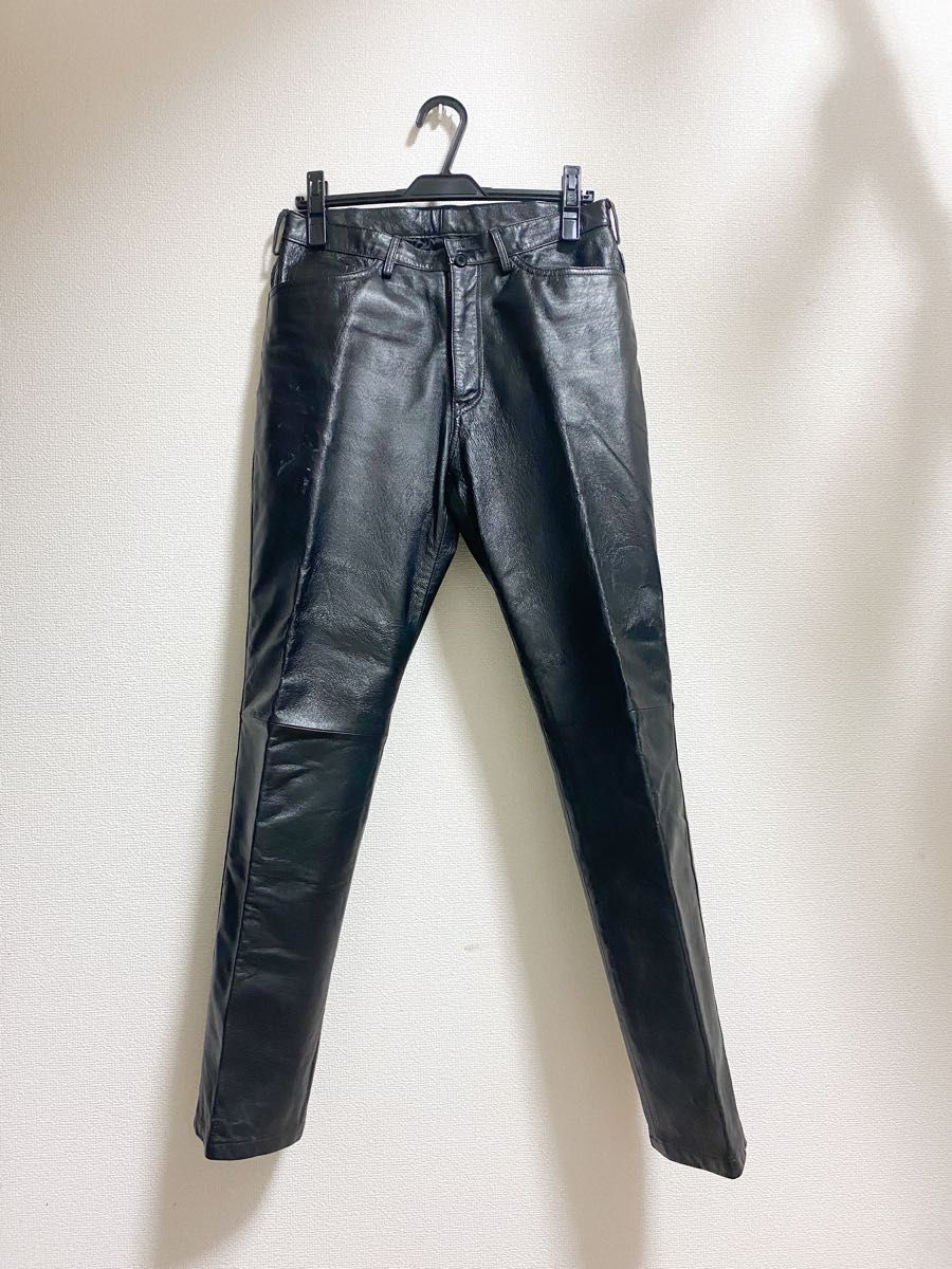 90's vintage leather slacks レザースラックス 豚革 センタープレス