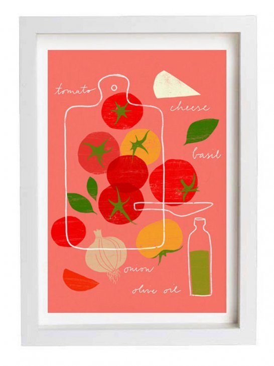 ANEK | Tomato Salad Recipe Poster | アートプリント/ポスター (50x70cm)【北欧 カフェ レストラン インテリア おしゃれ】