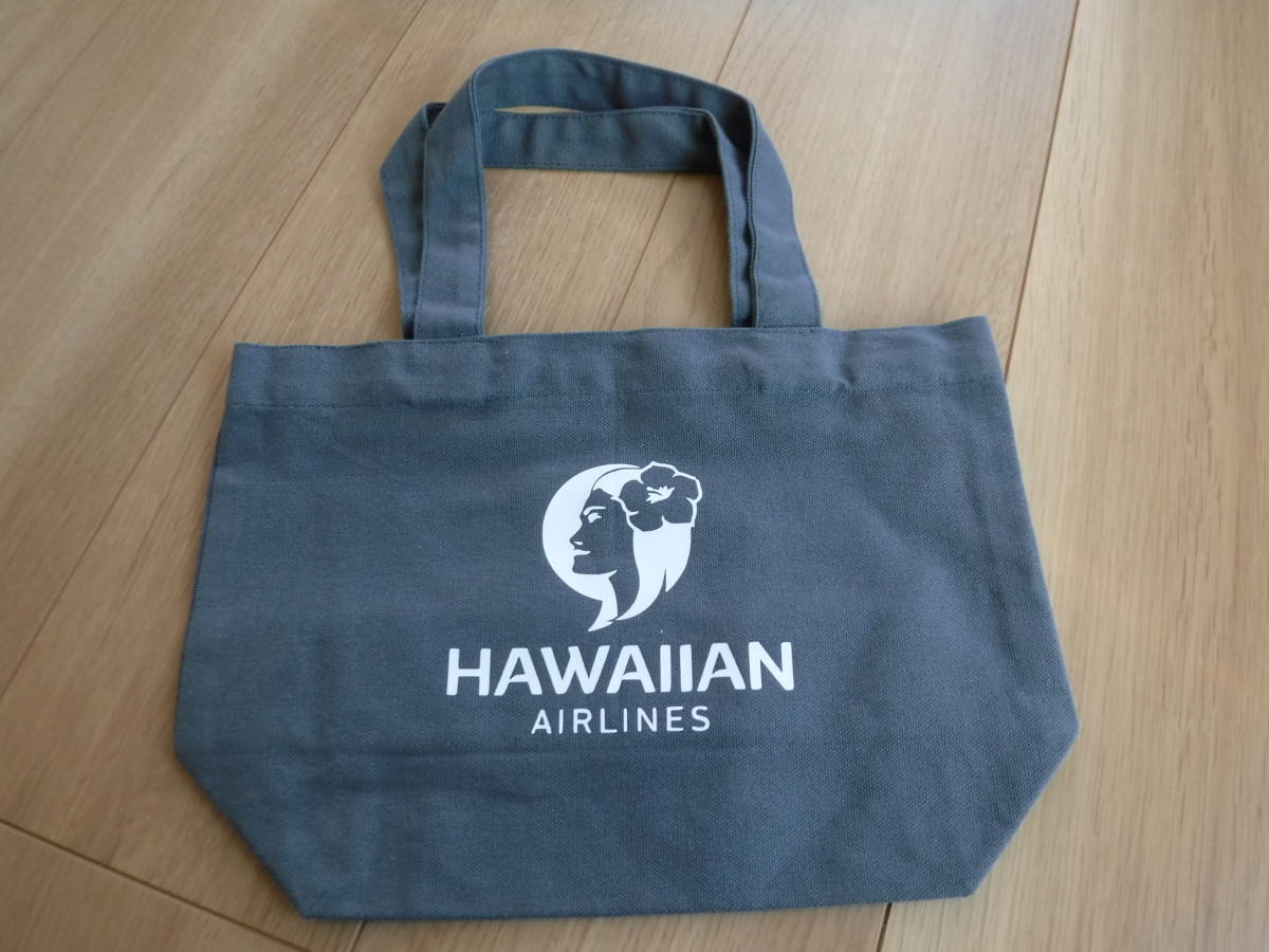 税不要特価 新品タグ付!HAWAIIAN AIRLINES ハワイアン航空 ハワイアンエアライン 大きめロゴ＆マーク プアラニ グレー トートバッグ♪_画像1
