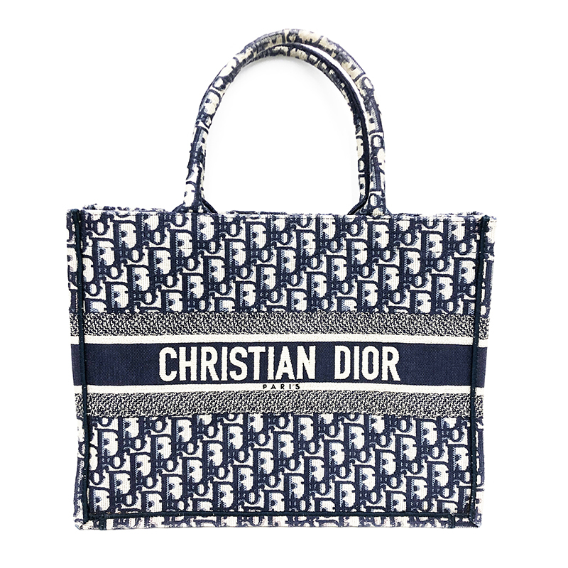 クリスチャンディオール Christian Dior トートバッグ トロッター ブックトート キャンバス ネイビー