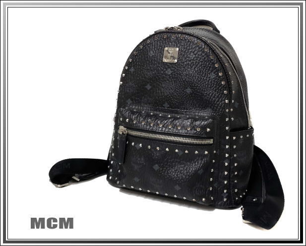 * beautiful goods MCM/ M si- M Star k Visee tos studs rucksack / backpack / rucksack black carriage and tax included!