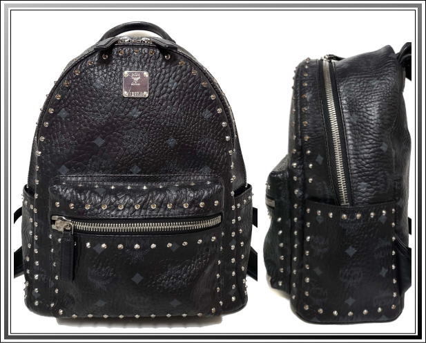 * beautiful goods MCM/ M si- M Star k Visee tos studs rucksack / backpack / rucksack black carriage and tax included!