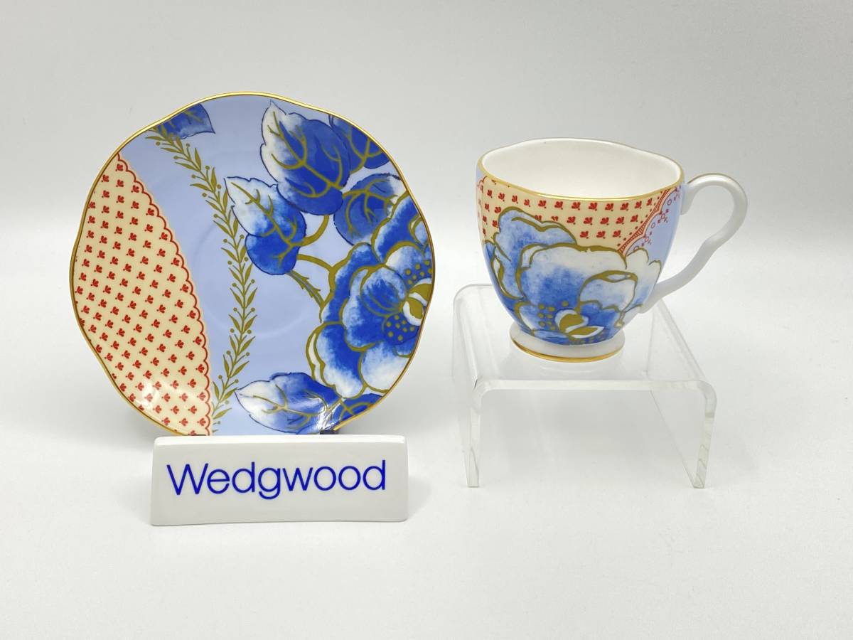 WEDGWOOD ウェッジウッド BUTTERFLY BLOOM Blue Coffee Cup & Saucer バタフライブルーム ブルーコーヒーカップ&ソーサー *T953_画像2