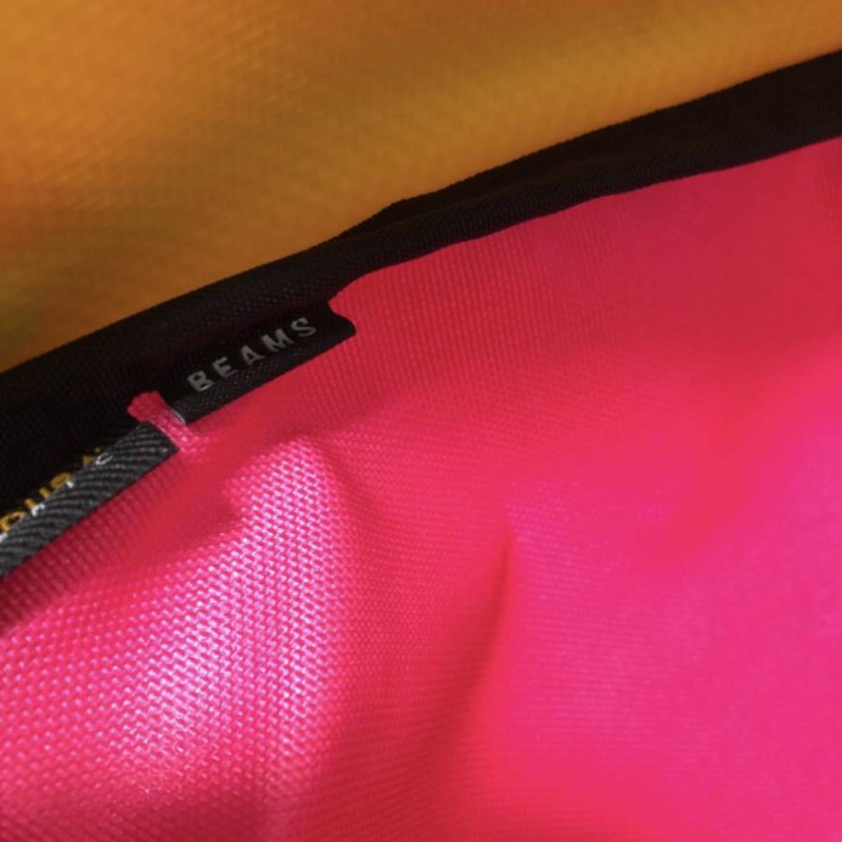 マンハッタンポーテージ × BEAMS ウエストバッグ　ピンク イエロータグ 限定 ナイロン シンプル ロゴ コラボ 