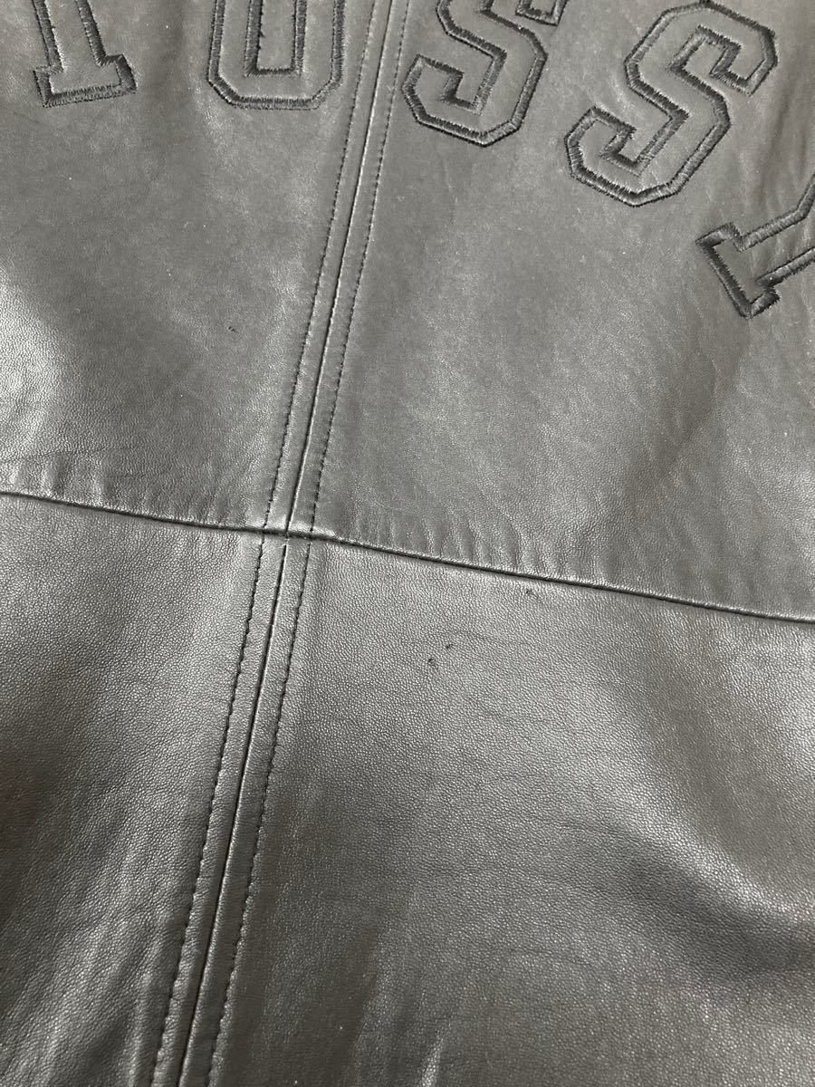 超レア オールド Stussy レザー パーカー ジャケット 裏地 モノグラム /スタジャン Old ステューシー 限定 革ジャン