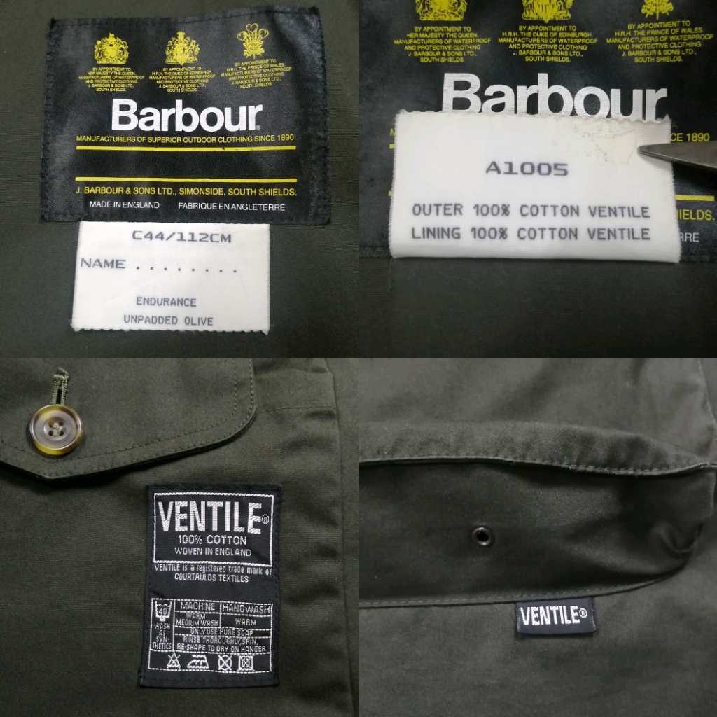 ミントコンディション◎BARBOUR VENTILE ENDURANCE c44 オリーブ バブアー ベンタイル エンデュランスビンテージ 4
