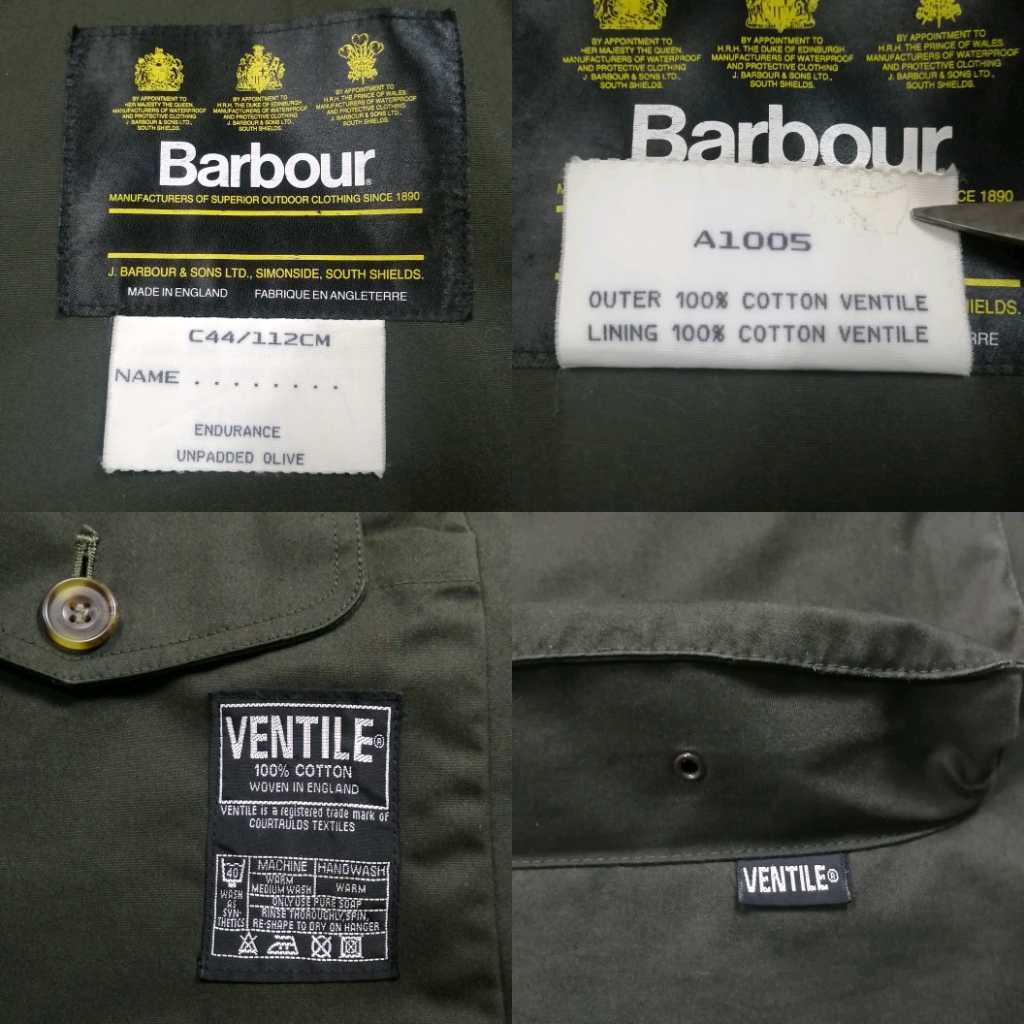 ミントコンディション◎BARBOUR VENTILE ENDURANCE c44　オリーブ　バブアー　ベンタイル　エンデュランスビンテージ　