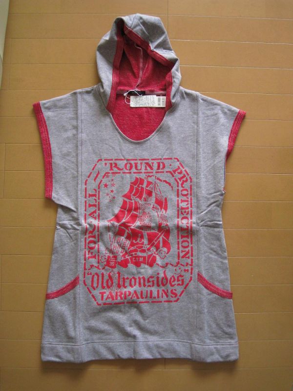  new goods unused!CANTWO( can two ) sweat manner with a hood . short sleeves tunic /M about 