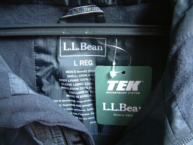 新品タグ付き【L.L.Bean】エル・エル・ビーン★ブラックのメンズ・ウォータープルーフ・ジャケット★サイズL★防水透湿TEK採用