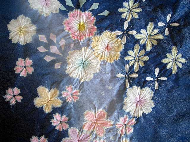 [ new goods ][ japanese silk ] domestic production aperture stop long-sleeved kimono floral print blue coming-of-age ceremony kimono silk graduation ceremony wedding party . equipment gorgeous on goods unused simplified total aperture stop 