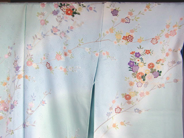 [ new goods ][ made in Japan ][ japanese silk ] visit wear Hanamaru writing green kimono silk go in . type graduation ceremony formal wedding party . equipment on goods unused .. type 