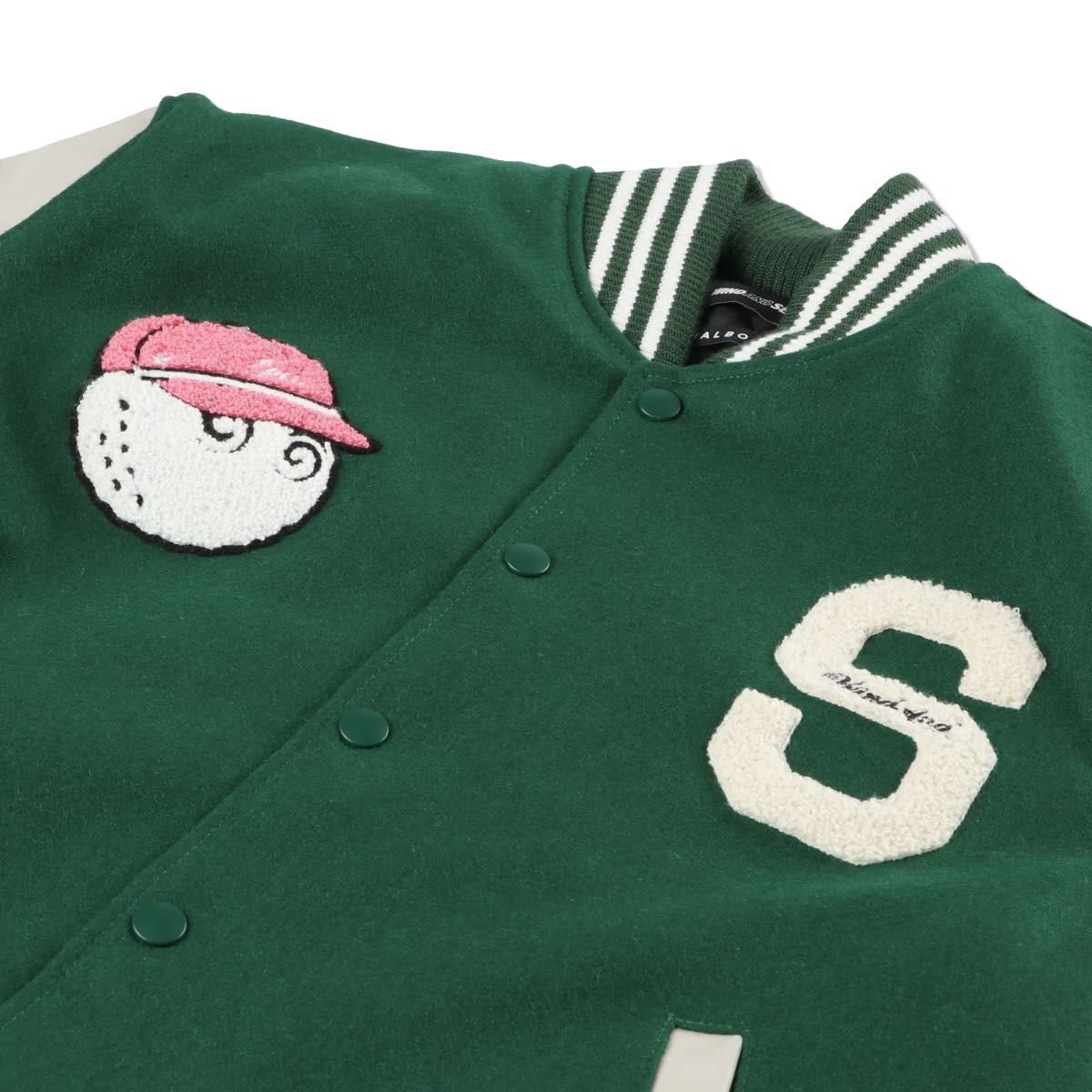 MALBON GOLF X WDS VARSITY JACKET / GREEN