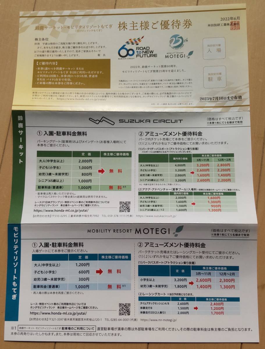 クリスマスツリー特価! 鈴鹿サーキット 入園券 ホンダ 株主優待 en