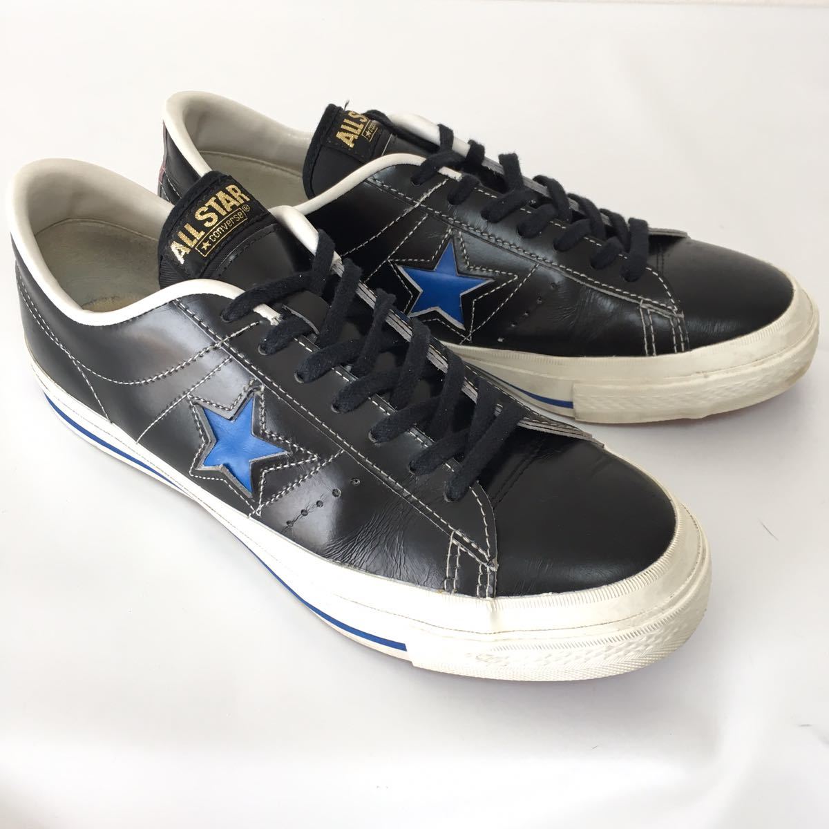 CONVERSEコンバース☆ワンスター27、5cm☆ブラックxブルーモデル本革