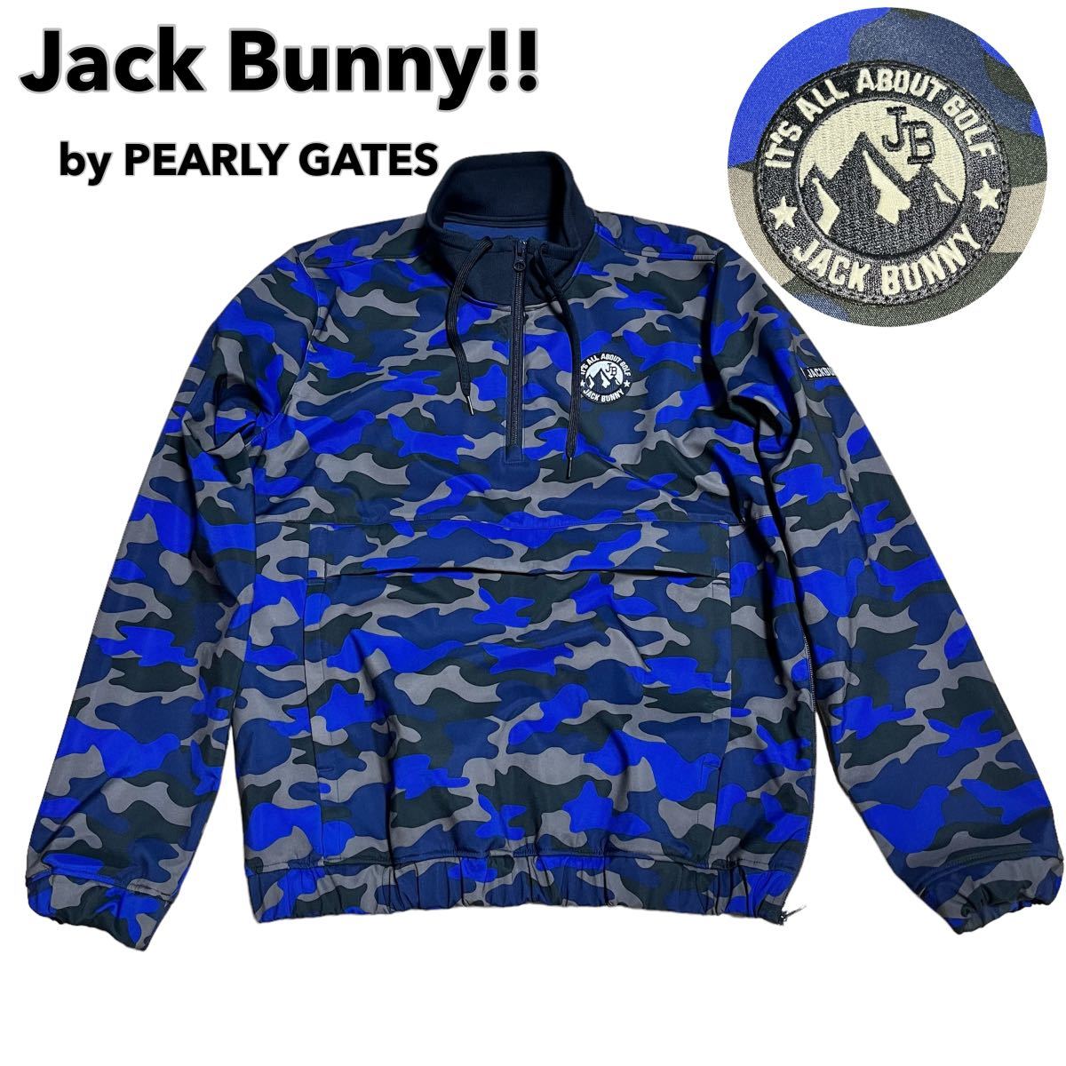 状態良 Jack Bunny!! by PEARLY GATES 迷彩 カモフラ ハイネック ジャケット プルオーバー 裏地フリース サイドジップ ジャックバニー_画像1