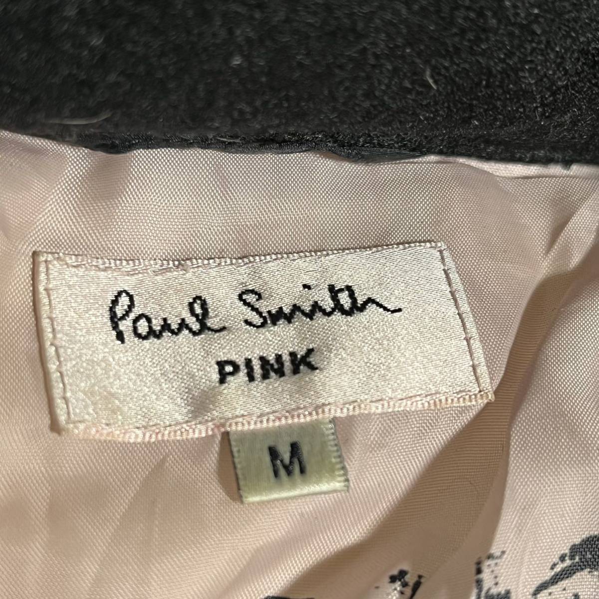 Paul Smith PINK ポールスミス うさぎワッペン ダウンジャケット 裏地ピンク 総柄 レディース