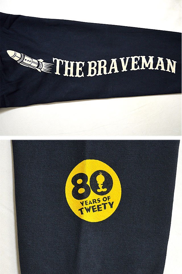 BR×LOONEYコラボ 天竺ロングTシャツ◆The BRAVE-MAN スミクロMサイズ LTB-2203 ブレイブマン 刺繍 長袖 ロンT ルーニーチューンズ_画像4