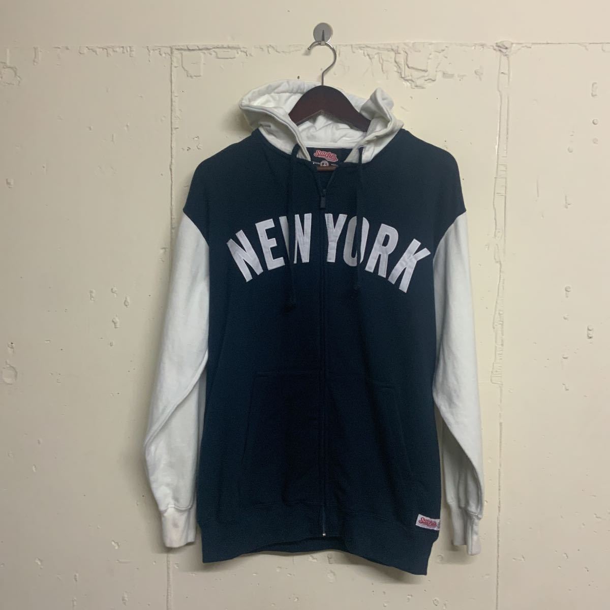ニューヨークヤンキースStitchesスウェットパーカーフルジップパーカー古着MLBメンズM