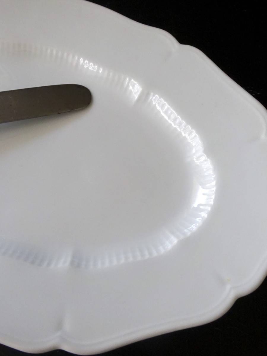 20世紀初期 白磁 リム楕円皿 Limoges釜 器 皿 焼物 鉢 飾皿 陶器 民藝 骨董 古道具 美術 フランス アンティーク_画像3