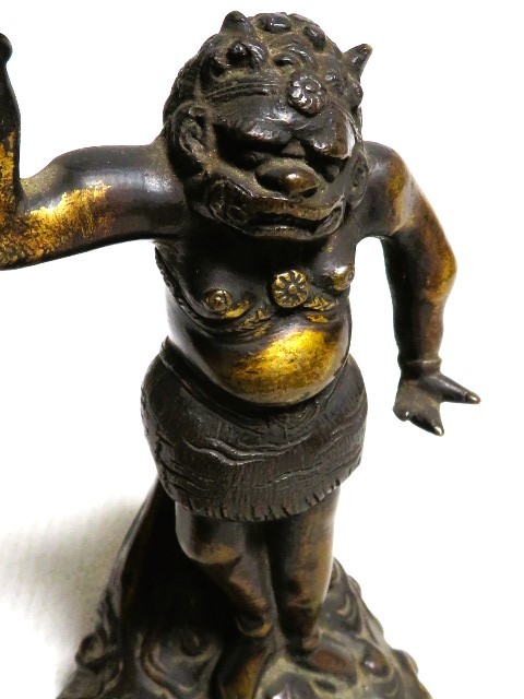 鬼燭台 銅器 古銅 時代 仏教美術 A5-1118 （古銅 仏像 時代物 や