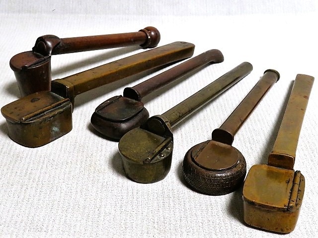 最安値挑戦!】 時代提げ物 書道具 古銅 矢立 6点 まとめて M R5246