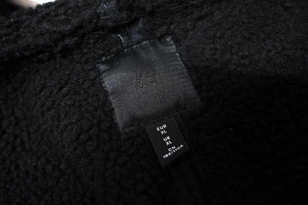 ◆H&M フェイクムートンロングコート 黒◆XL◆_画像4