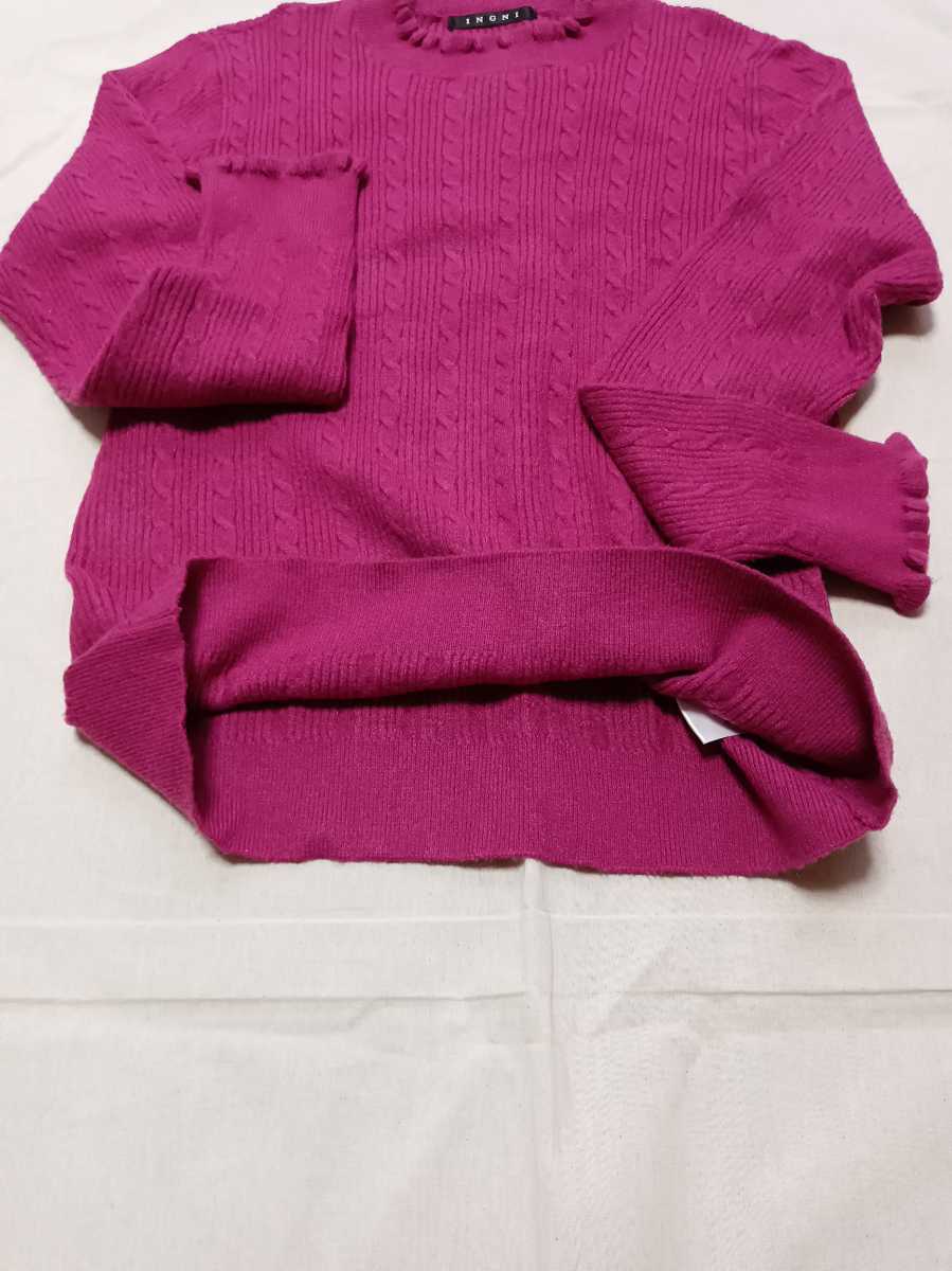 【中古品】INGNI イング　ローゲージ風長袖ニット　セーター　控え目フリル　ピンク　レディースサイズ　　M_画像5