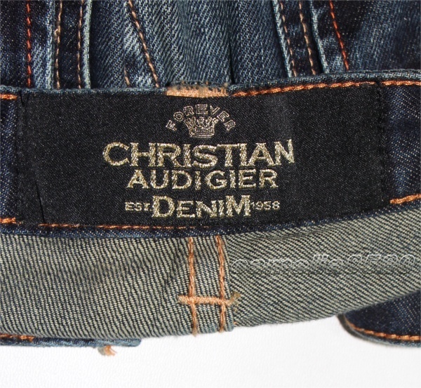 クリスチャンオードジェー Christian Audigier レディース　ブーツカットジーンズ ダメージ クラッシュ加工 w26 ネイビー 未使用 展示品_画像7