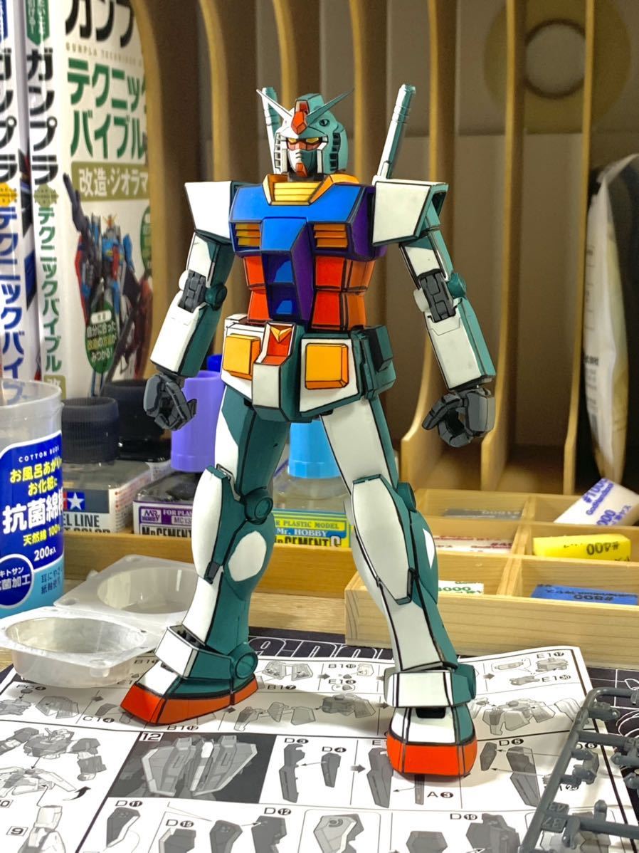 ガンプラ完成品 MGガンダムver2.0 イラスト風塗装 アニメ塗り ガンプラ完成品 MGガンダムver2.0 イラスト風塗装 アニメ塗り