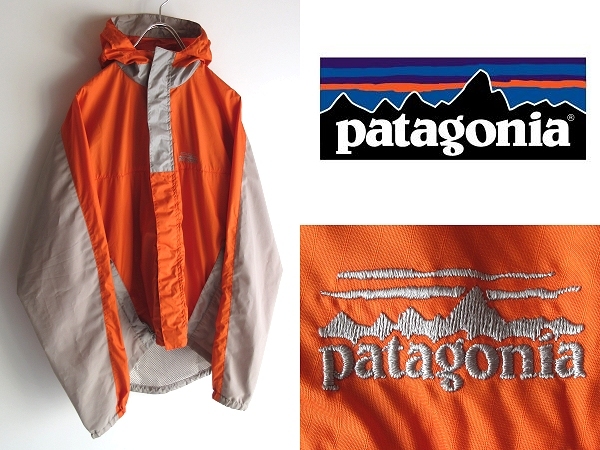 ほぼデッド 状態良好 ビンテージ Patagonia パタゴニア 2000AW ELECTRALIGHT JACKET ロゴ刺繍 エレクトラライトジャケット S オレンジ 希少