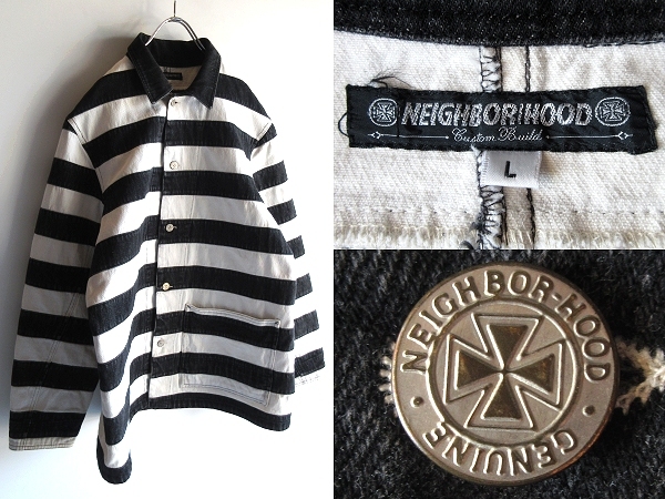 店舗良い デニム ボーダー パッチワーク ネイバーフッド NEIGHBORHOOD